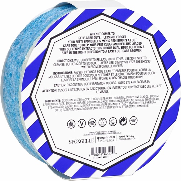 Spongelle Body Wash Infused Pedi Buffer - Men's Extreme - Bergamot Absolute - Picture 2 of 4